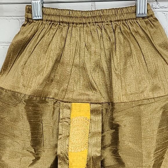 Golden Dupion Silk Kids Dhoti Kurta Pajama Boys Size 4 Ethnic Indian Wedding 2pc - Picture 6 of 15
